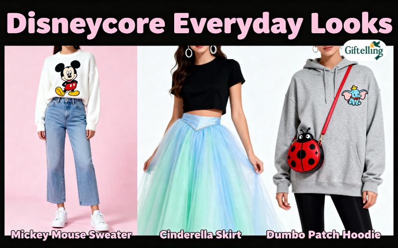 Styling Disneycore outfits showing how to incorporate Disney fashion into everyday contemporary clothing looks